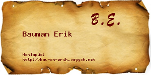 Bauman Erik névjegykártya